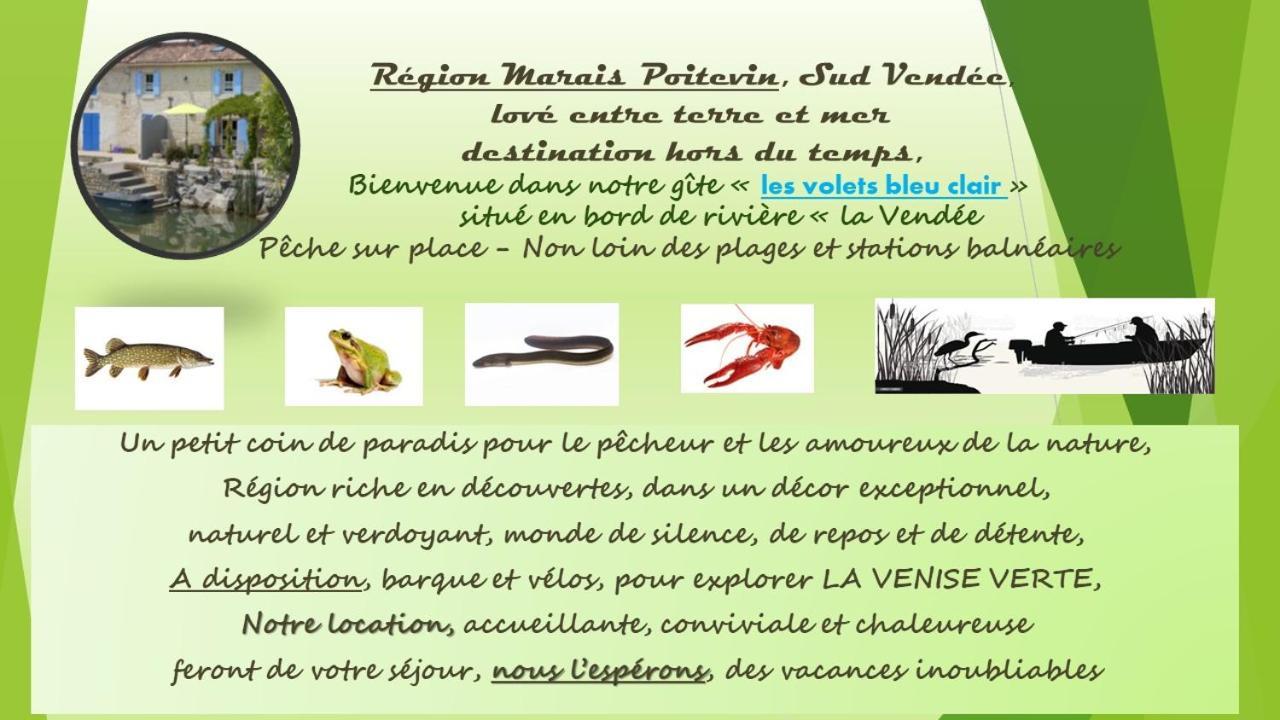 Marais Poitevin Bord Riviere Peche ,Barque, Velos, Wifi, Linge, Cheminee, Cuisine, Terrain De Boules La Taillee Екстериор снимка